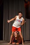 Joey Davis, sophmore focus leader, and Megan Coley, junior elementary education, entertain at the annual Focus Show. - Photo by Zac Calvert