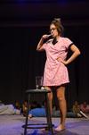 Shea Wingate, sophmore focus leader, performs in a skit for the new freshmen class at the annual Focus Show.  - Photo by Zac Calvert