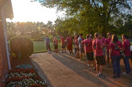 More than 350 students enjoy an ice cream social held at the home of David and Lanese Dockery. 