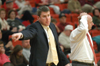 David Niven, assistant coach for the men's basketball team, gives instructions to the players on the floor. - Photo by Jonathan Blair