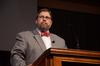 Ben Mitchell, Graves professor of moral philosophy, pauses during chapel to remember the people who were killed in the Sept. 11, 2001 attacks and how they were unprepared to die.   - Photo by Zac Calvert