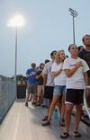Union students stand for the national anthem at the beginning of the Union University soccer game against Notre Dame College.  - Photo by Zac Calvert