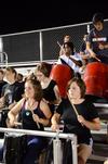 Liz Johnson, freshman music major, Ashley Payton, sophmore elementary education major, and other Union students play for the Union drumline as the men's soccer team plays against Notre Dame College. - Photo by Zac Calvert