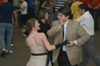 Newlyweds Chad and Liz Carlson shake it like a Polaroid picture at an educational class on swing dancing during Swing Nite. - Photo by Jonathan Blair