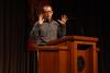 Andy Pettigrew, International Mission Board missionary in Botswana, prays for the Union community at the conclusion of chapel.  - Photo by Anne Richoux