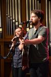 Marie Adamkova, junior music major, and TJ Hester, senior Christian studies major, lead music in chapel.  - Photo by Zac Calvert