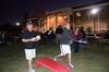Michael Adkisson, freshman business management, and Michael's father play Cornhole outside of the Bowld Student Commons during the Make-a-wish cookout for Family Weekend.  - Photo by Zac Calvert