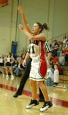 Sophomore guard Jennifer Henson pass the ball into the post in a win over Martin Methodist. - Photo by Steven Aldridge