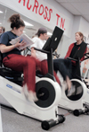 Junior Allison Seaman, nursing major, and senior Belinda Hannigan, physical education major, enjoy working out in the Wellness Center. - Photo by Lindsay Stavish