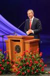 Tony Blair, Former British Prime Minister, was the guest speaker at Union's 14th annual Scholarship Banquet at the Carl Perkins Civic Center, focusing on world politics.  - Photo by Zac Calvert