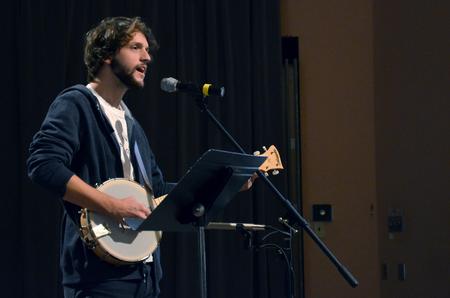 Rob Griffith, sophomore English major, plays with Union's worship band at the beginning of chapel. 