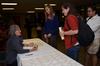 Pauline Maier, the William R. Kenan Jr. Professor of American History at the Massachusetts Institute of Technology, talks to Union students, Vicki Searl (left), freshman music major, and Joanna Huffman, freshman social work major, after the Carls-Schwerdfeger History Lecture. - Photo by Anne Richoux