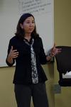 Melody Harper gives a lecture titled "One Life Can Make A Difference" at the Town and Gown lecture series.  - Photo by Anne Richoux