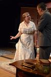 Miss Prism, played by Jillian Barron, confronts Reverend Chasuble, played by David Conway in the theatre production of "The Importance of Being Earnest." - Photo by Anne Richoux