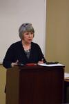 During a "Culture and Crisis" Town and Gown lecture, Ann Livingstone, vice president of research and education for the Pearson Peacekeeping Centre, speaks about military culture.  - Photo by Anne Richoux