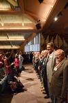 The class of '62 receives a standing ovation during Homecoming Reunion Chapel. - Photo by Zac Calvert