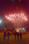 Union students watch a fireworks show on the Great Lawn as a part of Homecoming.  - Photo by Zac Calvert