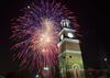 Homecoming 2011 brought a new look for Miller Tower on the campus of Union University.  Fireworks lit up the night sky for friends, students and faculty gathered on the lawn. - Photo by Morris Abernathy