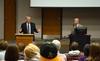 Larry Cox, former vice president with the Southern Baptist Convention’s International Mission Board, speaks on Islam and the results of the Arab Spring during an event held in Harvey Hall.  - Photo by Jacob Moore
