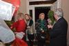 Sheila Mitchell is greeted by David Dockery as she arrives for the Dockery open house. - Photo by Morris Abernathy