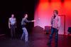 Chad Hoy, senior theatre/speech major, prepares to duel Matthew Cole, senior digital media studies major, during a scene for Lori Landon's one-act called 'The Least Offensive Play in the Whole Darn World.' - Photo by Jacob Moore