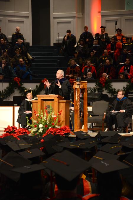 Frank S. Page, president- executive committee of the southern baptist convention, addresses the 2011 graduating class about 'An Irrecoverable Moment,' at the 2011 Fall Commencement Services.