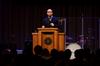 Tony Merida, pastor of Imago Dei Church in Raleigh, N.C., talks to students about imitating the love of Christ during chapel. - Photo by Anne Richoux