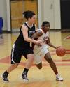Photo by Jacob Moore
Lady Bulldog Lavanda Ross drives against Freed Hardeman's Grace Alonso de Armino during a game Feb. 11 at the Fred DeLay Gymnasium. - Photo by Jacob Moore