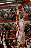 Photo by Jacob Moore
Bulldog Anthony Freeman Jr. goes up for a shot during a game Feb. 11 against Freed Hardeman at the Fred DeLay Gymnasium. - Photo by Jacob Moore