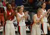 Photo by Jacob Moore
Lady Bulldogs Mrashi Karumba, Emily Sissom, Rebecca Sharpe and Paige Parker cheer on their fellow teammates during a home game Feb. 13 against Cumberland University. - Photo by Jacob Moore