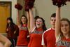 Photo by Jacob Moore
Cheerleader Kayla Smith celebrates a goal during a basketball game against Cumberland University Feb. 13 at the Fred DeLay Gymnasium. - Photo by Jacob Moore