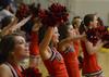 Photo by Jacob Moore
Cheerleader Megan Mysinger entertains the crowd during a basketball game against Cumberland University Feb. 13 at the Fred DeLay Gymnasium. - Photo by Jacob Moore