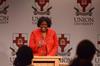 Sephira Bailey Shuttlesworth, keynote speaker and Civil Rights activist, addresses Union students and faculty, concerning her role during the Civil Rights Movement at the Fifth Annual Black History Month Program. - Photo by Zac Calvert