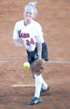 Sophomore pitcher Mary Kosco (24) throws to the plate in a Union win over Cumberland. - Photo by Steven Aldridge