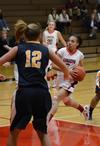 LaTesa McLaughlin drives toward the goal during a game against Blue Mountain College in the opening round of the TranSouth Athletic Conference Championship held at Union. - Photo by Jacob Moore