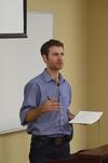 Garrett Hubbard, visual journalist for <em>USA TODAY</em>, speaks during Town & Gown: Media, Politics & Democracy, a lecture series sponsored by the Center for Media, Faith and Culture. - Photo by Jacob Moore