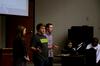 Colby Benefield, sophomore history major, tells student leaders about a proposed bill during Student Senate meeting. - Photo by Anne Richoux
