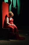 Keaghlan Sheridan, senior theatre/speech major, performs a scene as Claire in Friedrich Dürrenmatt's <em>The Visit</em>, presented by the Union University Players. - Photo by Jacob Moore