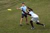 Students enjoy the spring weather while playing Ultimate Frisbee in the Ayers quad.  - Photo by Anne Richoux