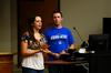 Holly Harris, sophomore nursing major, tells students about a proposed bill during Student Senate. - Photo by Anne Richoux