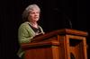 Frederica Mathewes-Green lectures in chapel for the Crabtree Family Life Series. - Photo by Anne Richoux