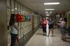Abigail Winters, sophomore DMS major, describes her 3D art project on texture to her classmates. - Photo by Zac Calvert