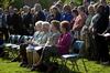 Trustees, faculty, staff, students, and community members gather to celebrate the groundbreaking for the new library. - Photo by Anne Richoux
