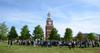 Trustees, faculty, staff, students and community members gather to celebrate the groundbreaking for the new library. - Photo by Jacob Moore