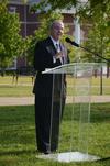 David S. Dockery, president of the university, speaks during the groundbreaking ceremony for the new library. - Photo by Anne Richoux