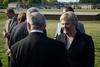 Lanese Dockery, first lady of the university, mingles with guests after the groundbreaking ceremony for the new library. - Photo by Jacob Moore