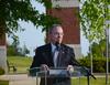 David S. Dockery, president of the university, speaks to trustees, faculty, staff, students and community members during the groundbreaking ceremony for the new library. - Photo by Zac Calvert