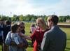 Kimberly Thornbury, vice president for student services and dean of students, greets people at the groundbreaking ceremony for the new library. - Photo by Zac Calvert