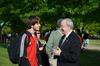 David Clark, sophomore mathematics major, talks with David S. Dockery, president of the university, after the groundbreaking ceremony for the new library. - Photo by Zac Calvert