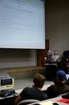 Stefan Rabenhorst, sophomore political science major, speaks during Student Senate about a proposed bill.  - Photo by Anne Richoux